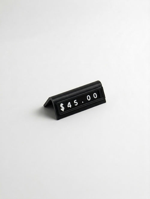 mini black reusable countertop price sign for cafés and bakeries with interchangeable letter tiles